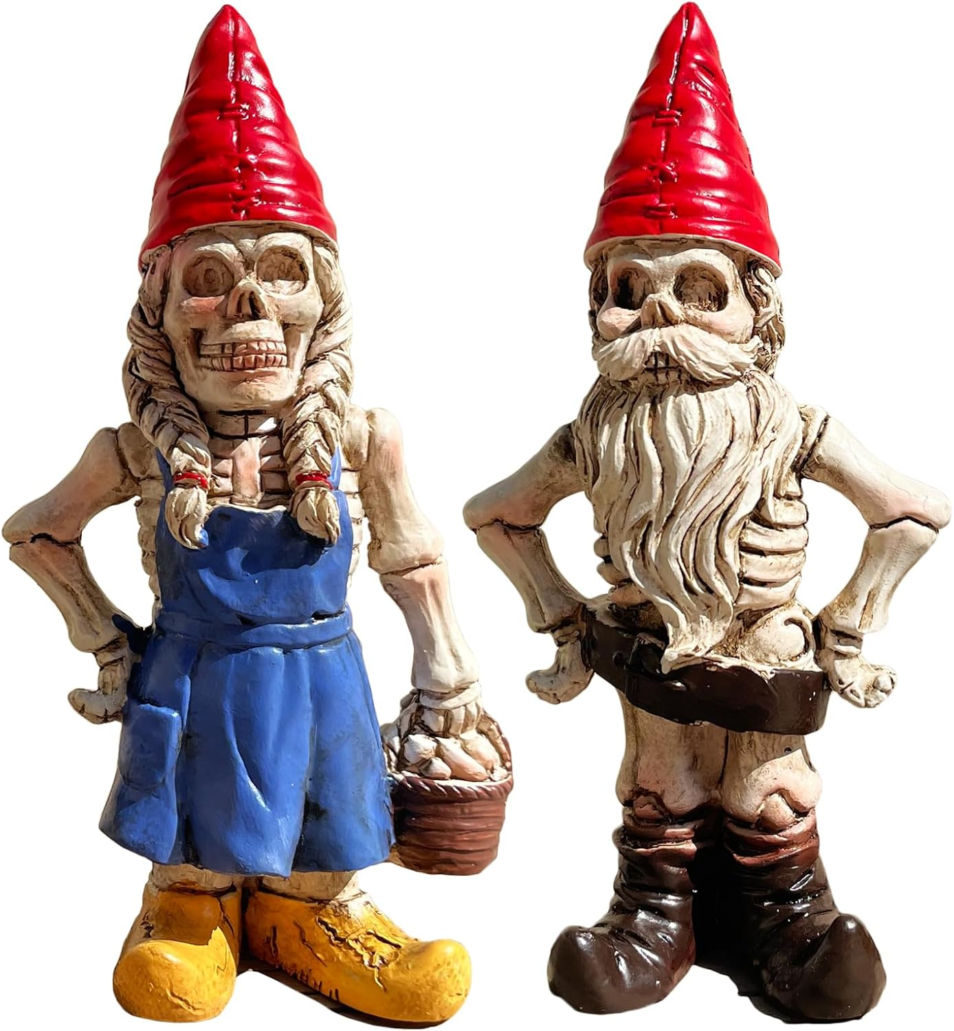 Halloween Skeleton Gnome Couple Garden Statue