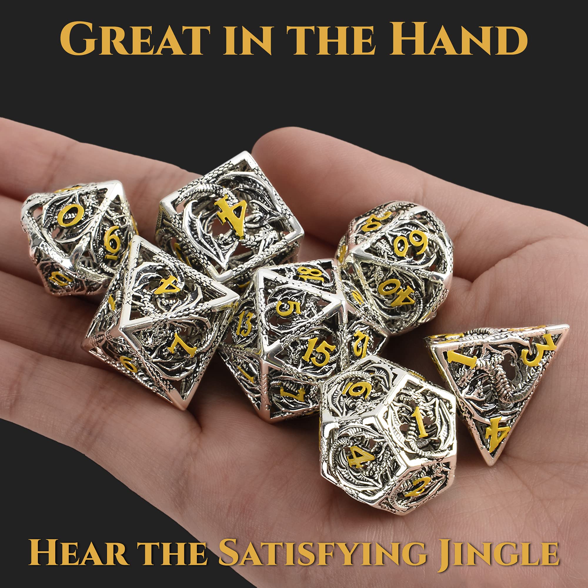 Hollow Metal Dragon Shaped Carving Dice Set