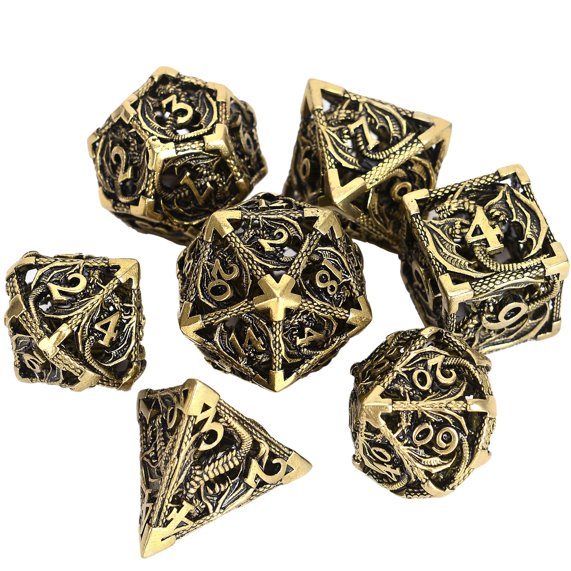 Hollow Metal Dragon Shaped Carving Dice Set