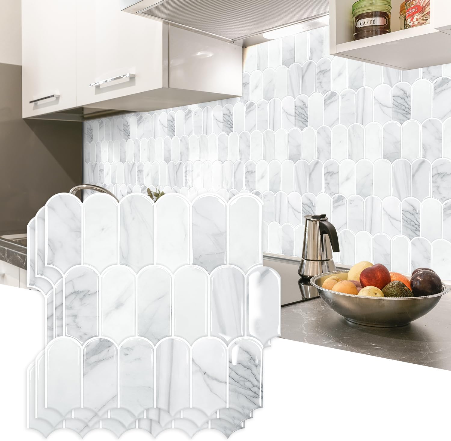 Self-adhesive 3D Feather Marble Sticker