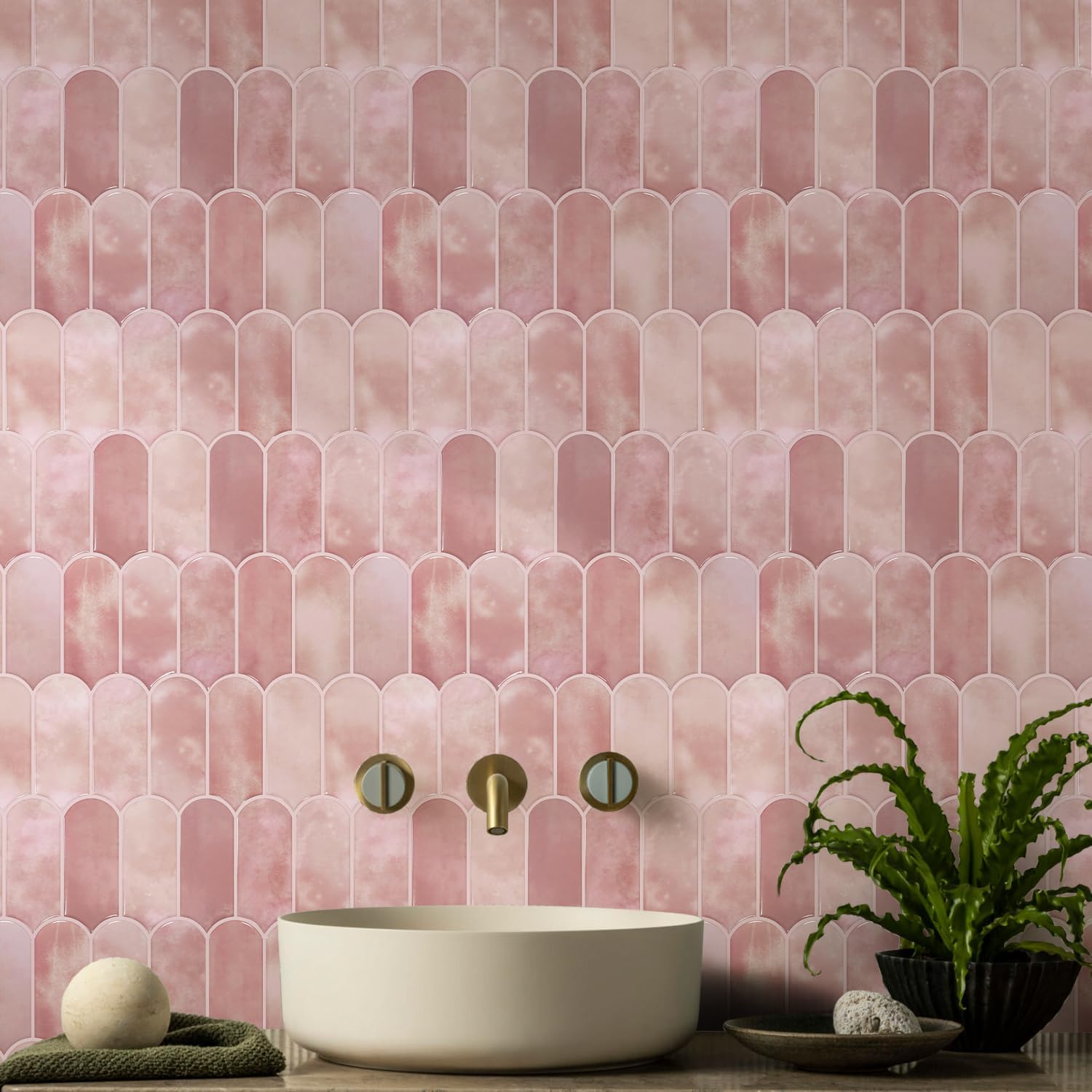 Self-adhesive 3D Feather Marble Sticker