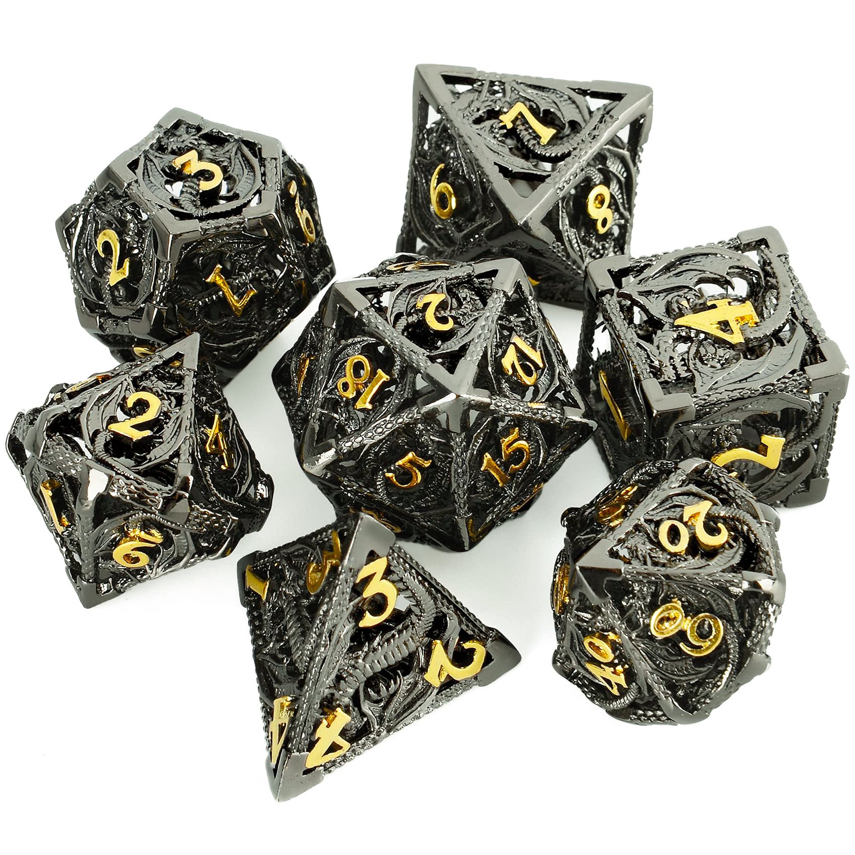Hollow Metal Dragon Shaped Carving Dice Set