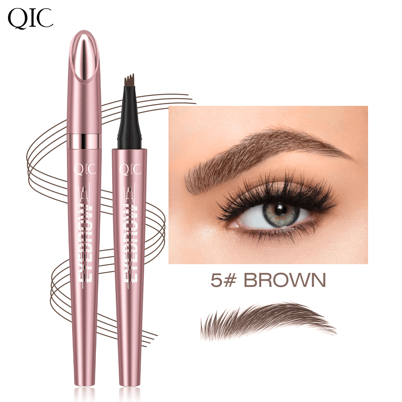 Waterproof Micro-Fork Eyebrow Pencil, Long-Lasting Brow Pen for Natural Hair-Like Strokes, Smudge-Proof Makeup Tool for Daily Use & Soft Glam