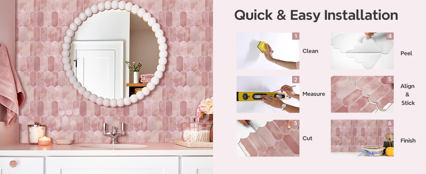 pink peel and stick backsplash