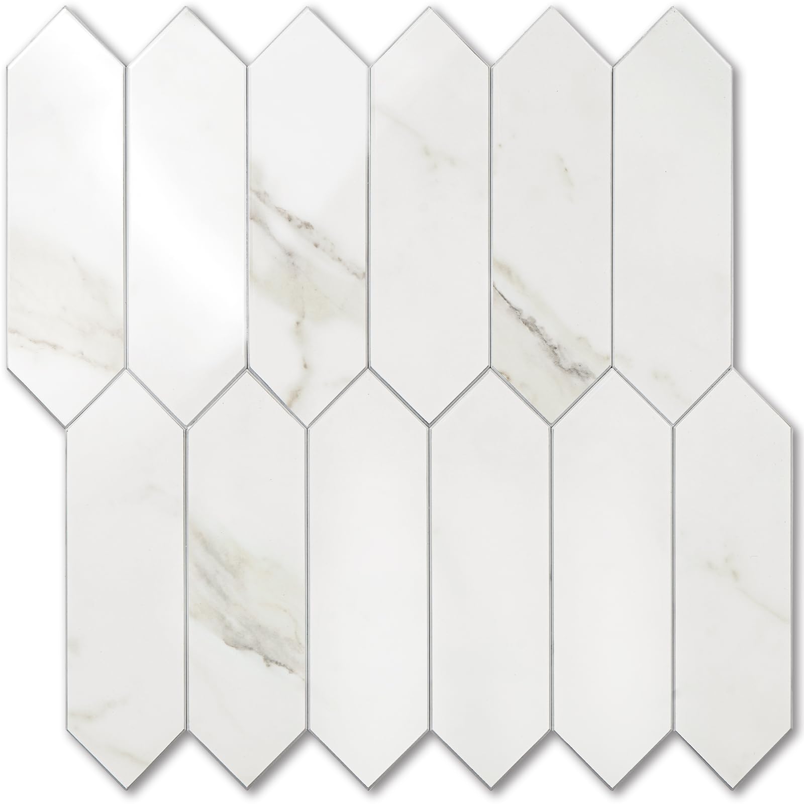 12.8 x 12.8 Inch Long Hexagon PVC Self Adhesive Mosaic Wall Tiles