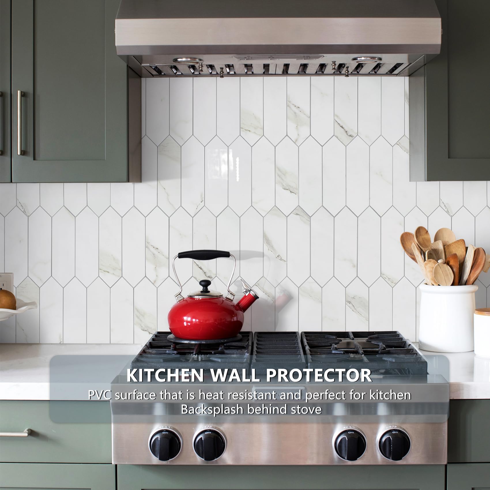 12.8 x 12.8 Inch Long Hexagon PVC Self Adhesive Mosaic Wall Tiles