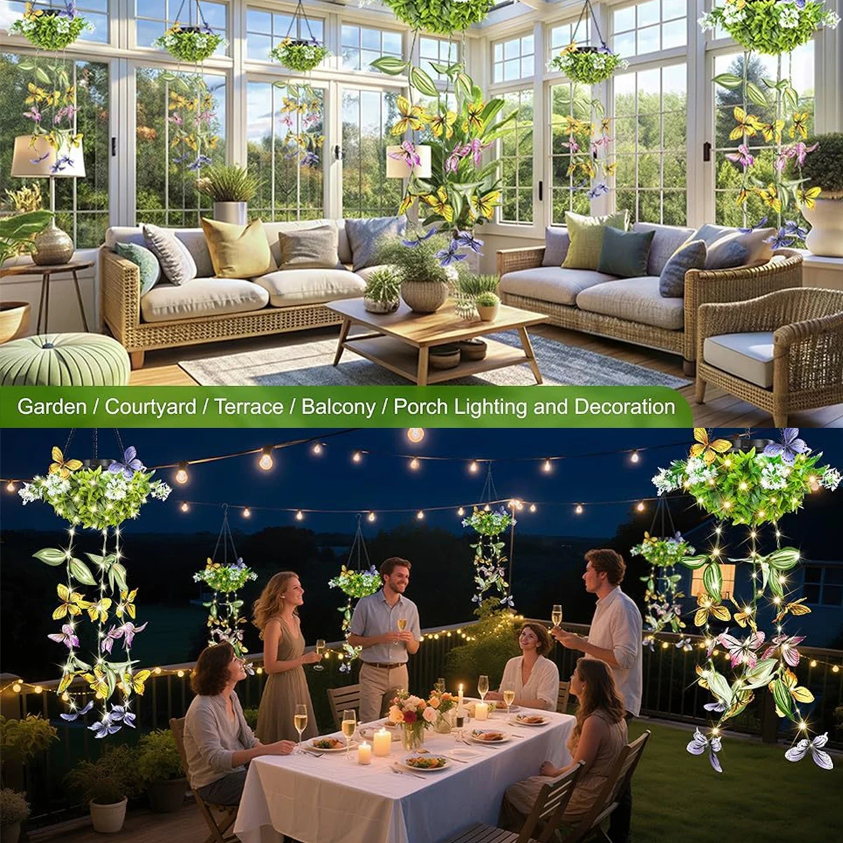 Solar LED Hanging Vines with Butterflies
