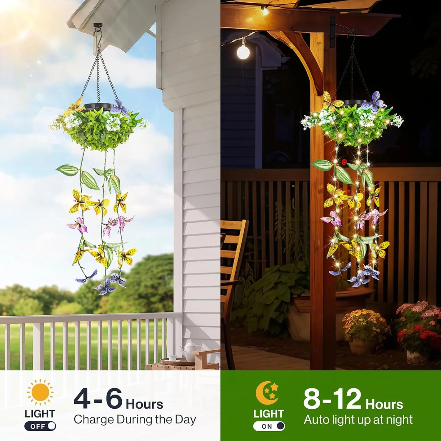 Solar LED Hanging Vines with Butterflies