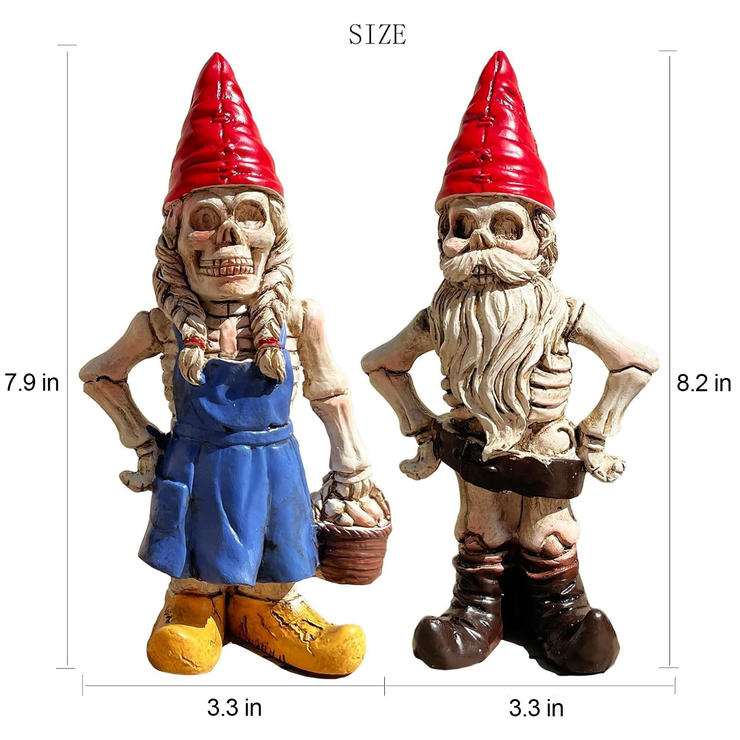 Halloween Skeleton Gnome Couple Garden Statue