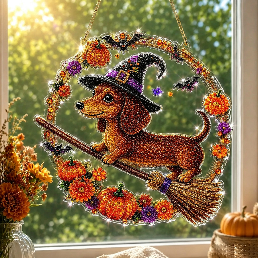 🔥Last Day 50% OFF-🎃Halloween Black Cat Moon Diamond Art Hanging Ornament Kit