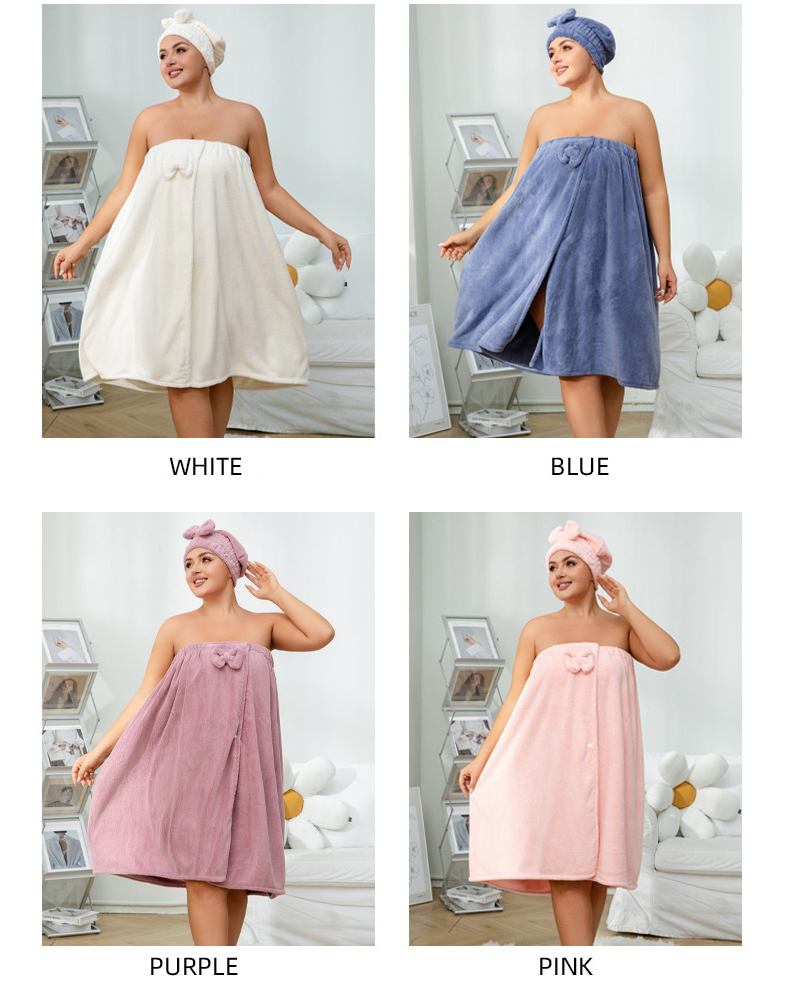 Plus Size Adjustable Bath Skirt & Quick-Dry Cap Set