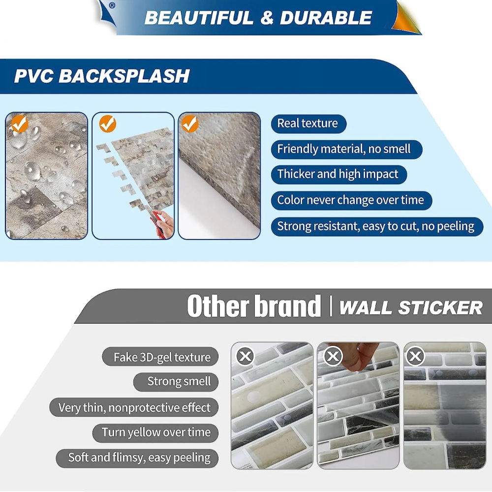 Peel & Stick Backsplash Linear Blend Tile