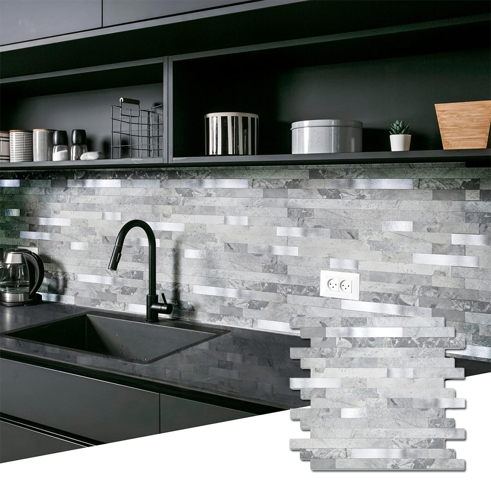 Peel & Stick Backsplash Linear Blend Tile