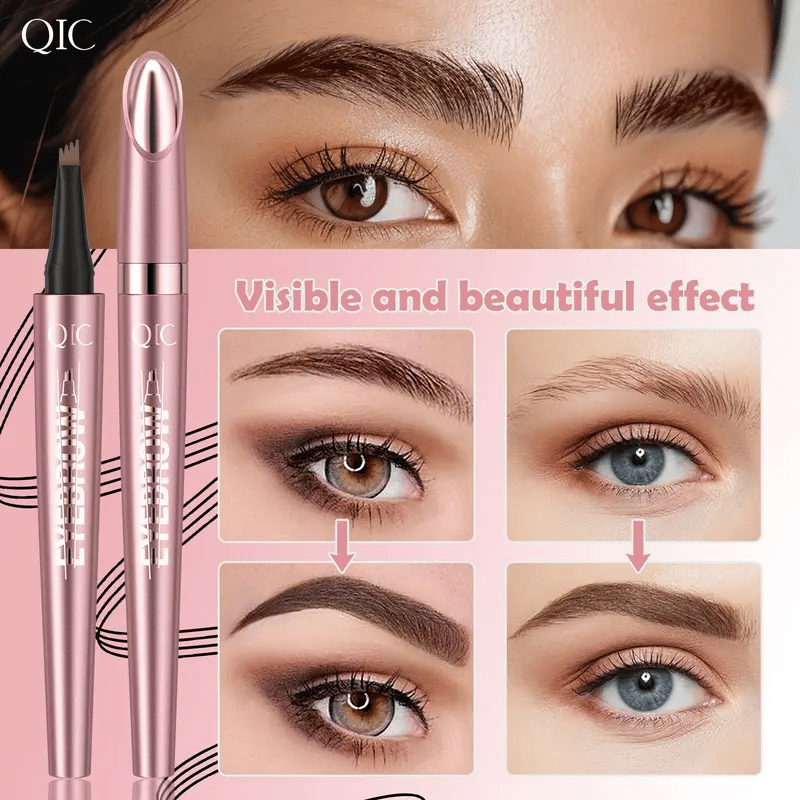 Waterproof Micro-Fork Eyebrow Pencil, Long-Lasting Brow Pen for Natural Hair-Like Strokes, Smudge-Proof Makeup Tool for Daily Use & Soft Glam