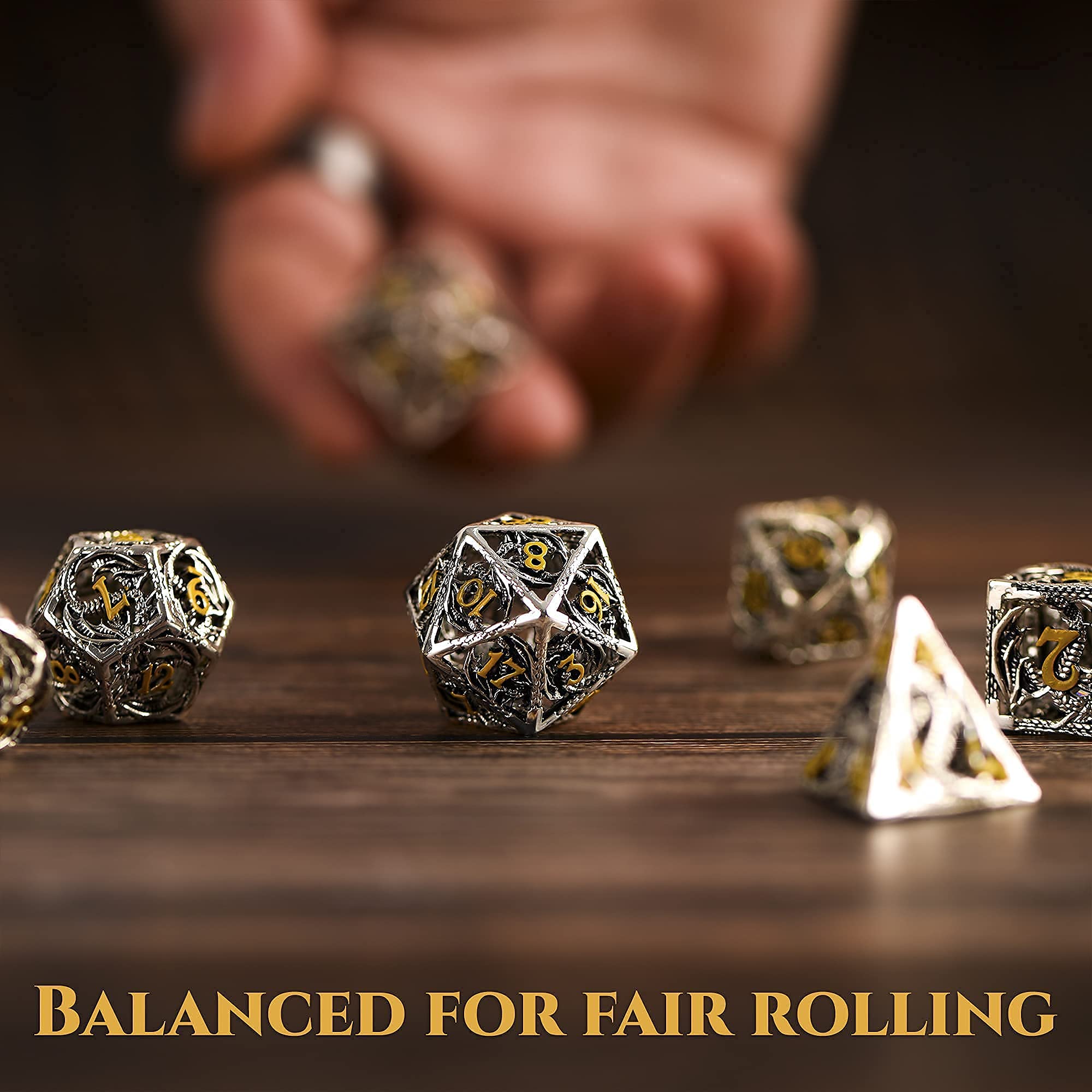 Hollow Metal Dragon Shaped Carving Dice Set