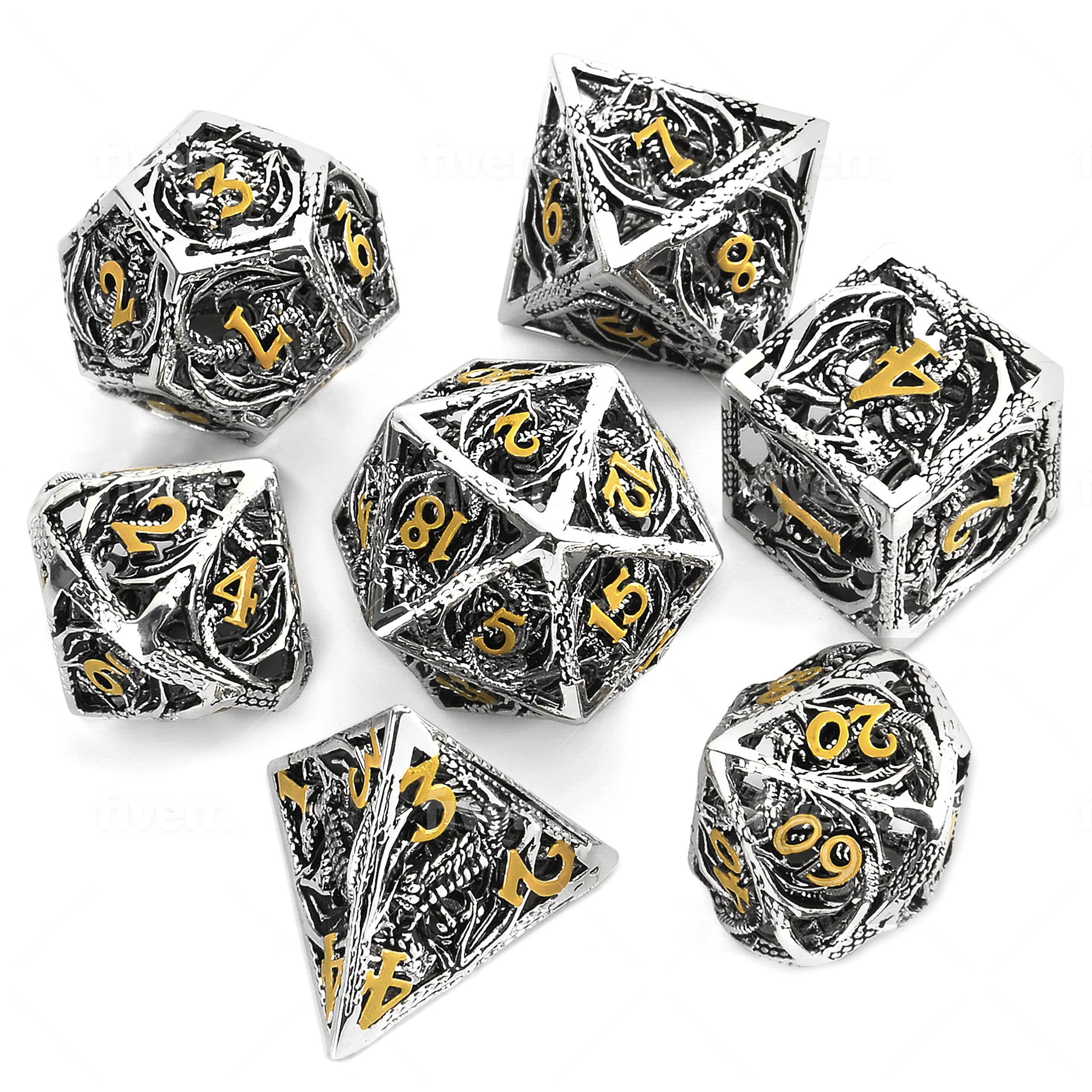 Hollow Metal Dragon Shaped Carving Dice Set