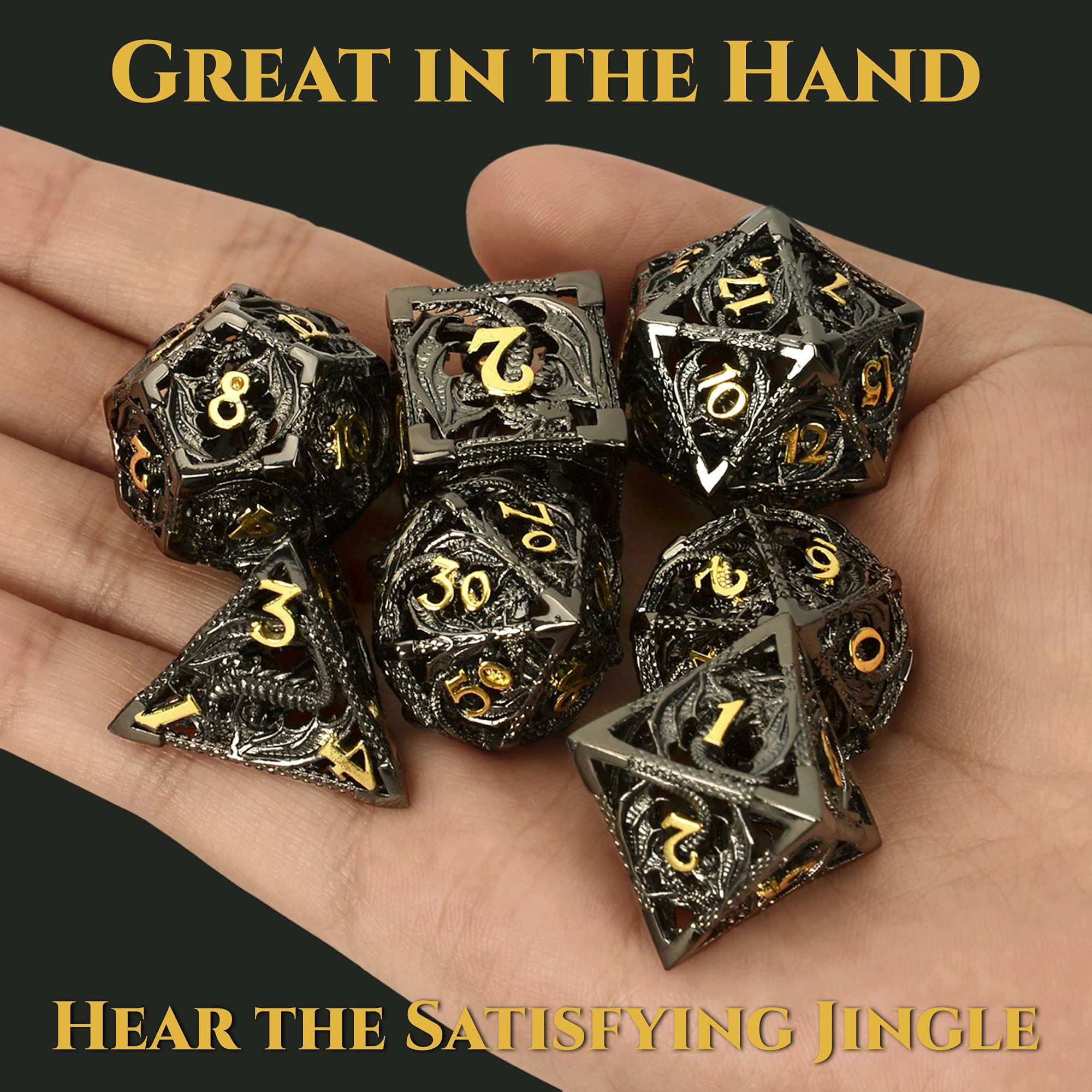 Hollow Metal Dragon Shaped Carving Dice Set