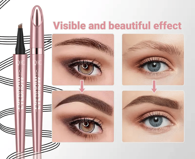 Waterproof Micro-Fork Eyebrow Pencil, Long-Lasting Brow Pen for Natural Hair-Like Strokes, Smudge-Proof Makeup Tool for Daily Use & Soft Glam