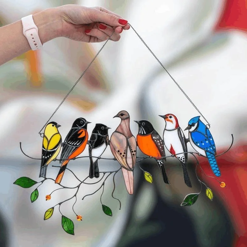 🔥Last Day 49% OFF🎁The Best Christmas Gift - Birds Stained Window Panel Hangings🐦