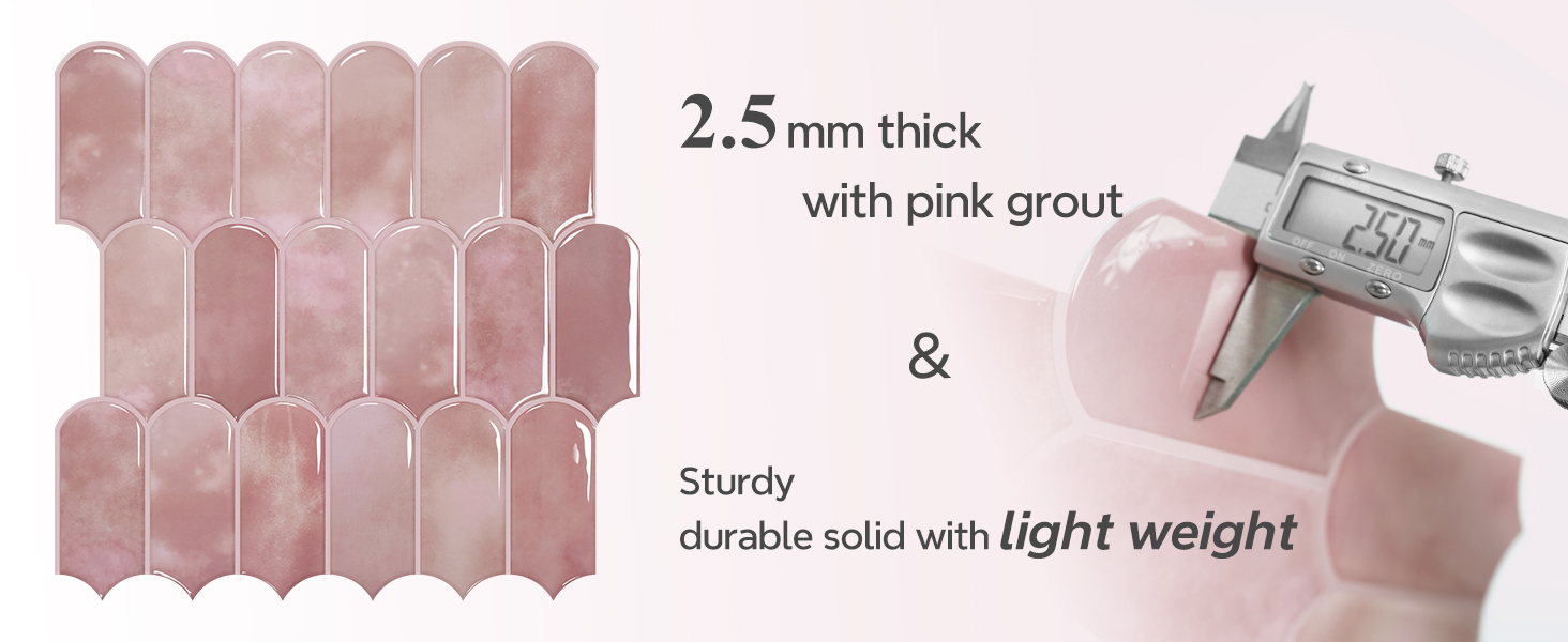 pink peel and stick backsplash