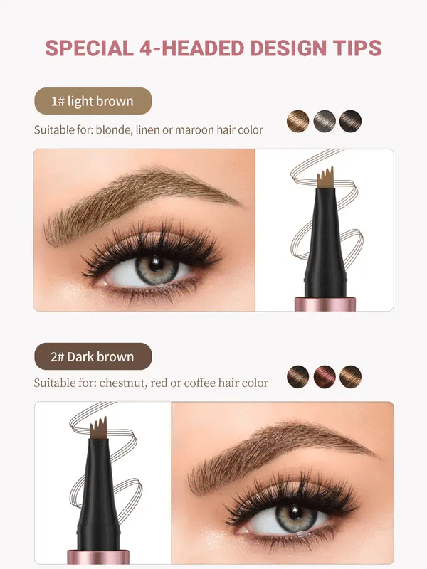 Waterproof Micro-Fork Eyebrow Pencil, Long-Lasting Brow Pen for Natural Hair-Like Strokes, Smudge-Proof Makeup Tool for Daily Use & Soft Glam