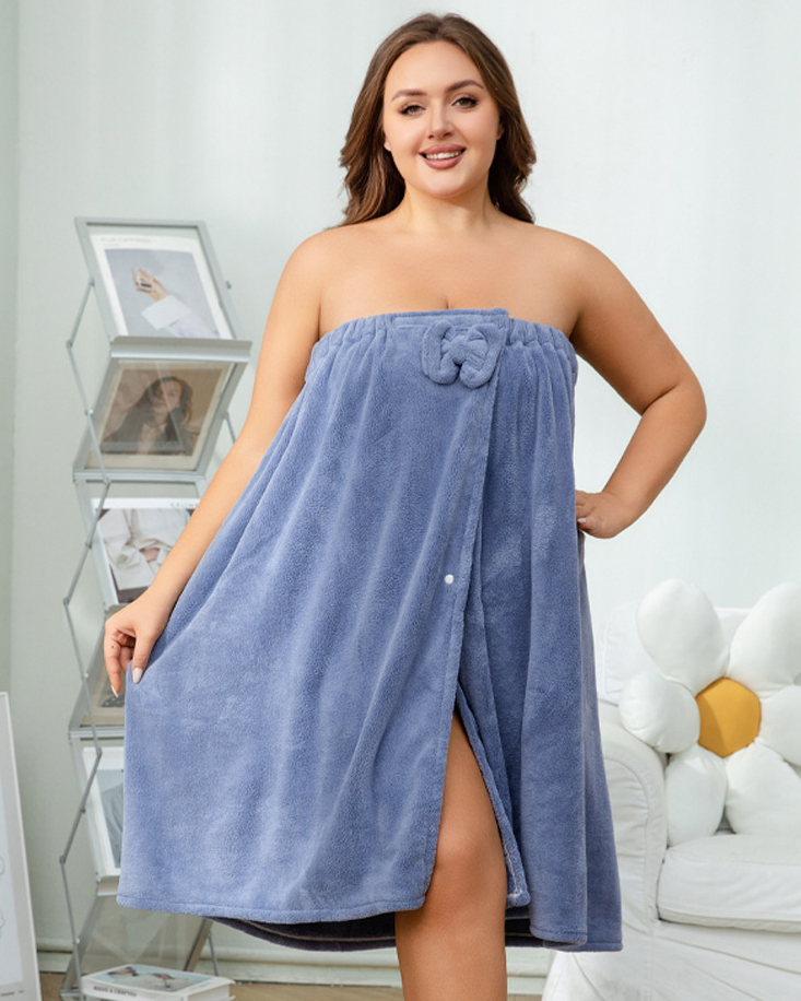 Plus Size Adjustable Bath Skirt & Quick-Dry Cap Set