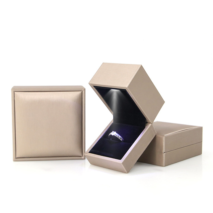 Champagne color square bag PU jewelry light box