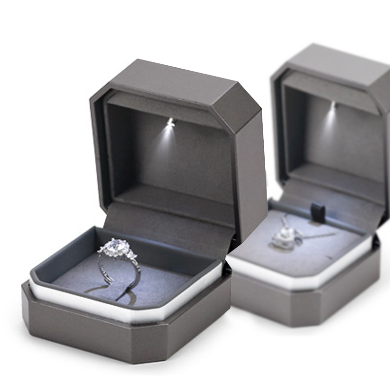 Dark gray new design luxury jewelry ring pendant led boxes