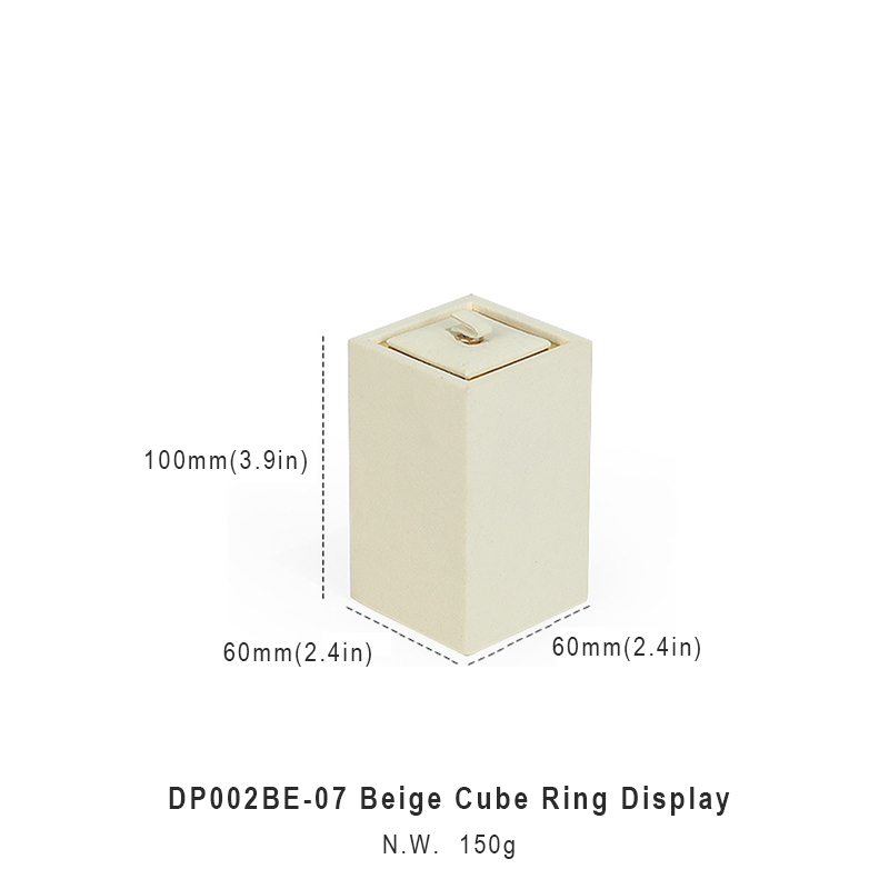 ODEAR FASHION Beige Suede Cube Ring Displays
