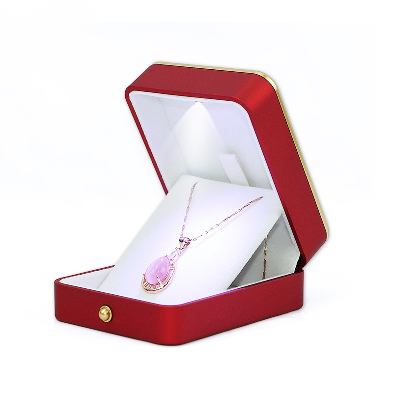 Red Soft Touch Paint Plastic Jewelry Light Boxes