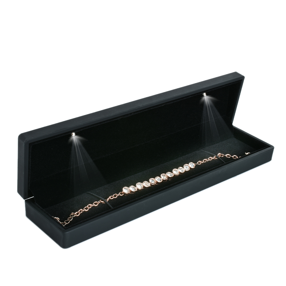 Black Soft Touch Paint Plastic Jewelry Light Boxes