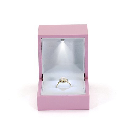 Square Pink glossy high-end jewelry box with light