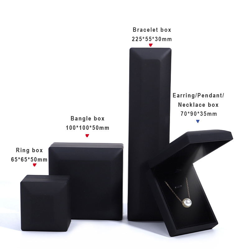 Black Soft Touch Paint Plastic Jewelry Light Boxes
