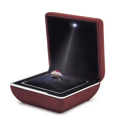 High-end luxury wrapped suede led light jewelry box
