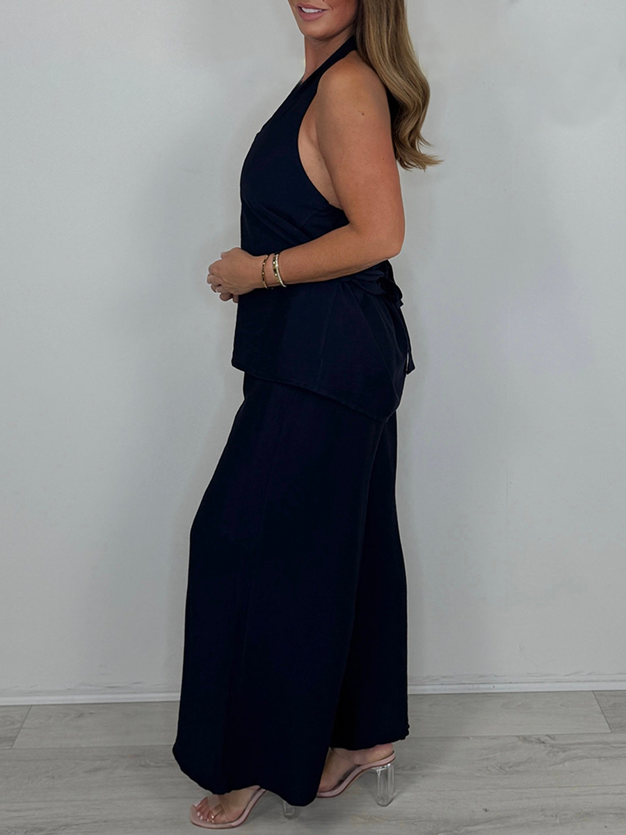 Tie Back Halter Neck Top & Trouser Co -Ord