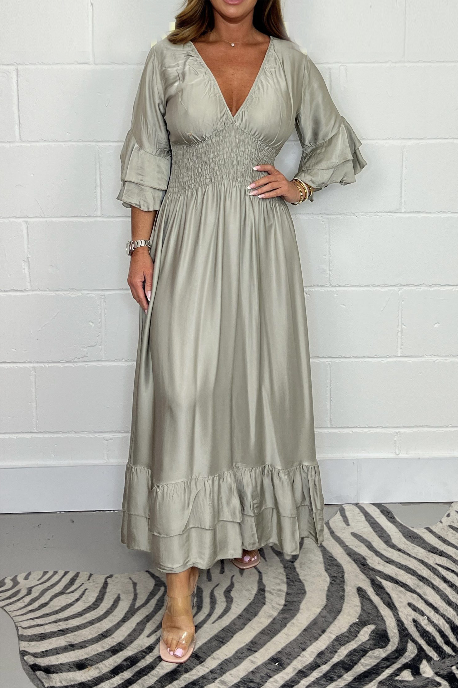 Silk Frill Maxi Dress