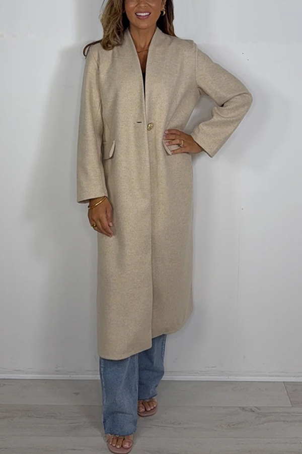 Textured Gold Single Button Longline Jacket