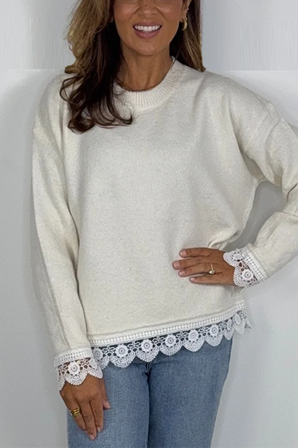 Lace Trim Soft Knit Jumper