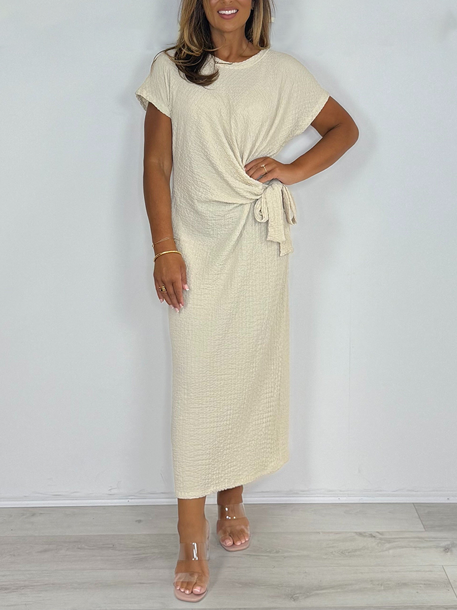 Crinkle Knot Front Oversize Maxi Dress