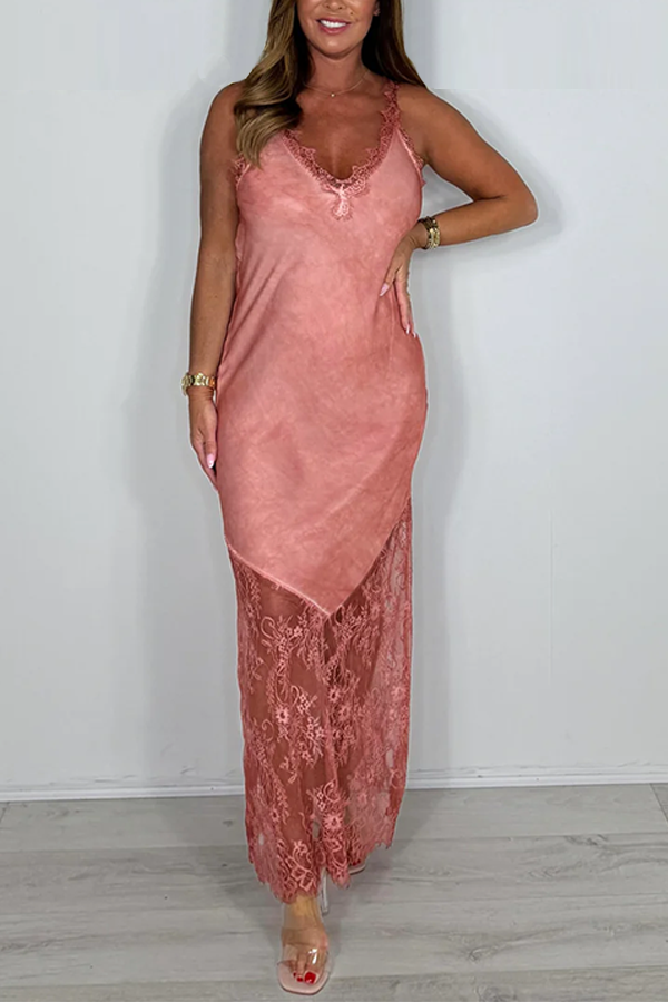 Lace Trim Slip Maxi Dress