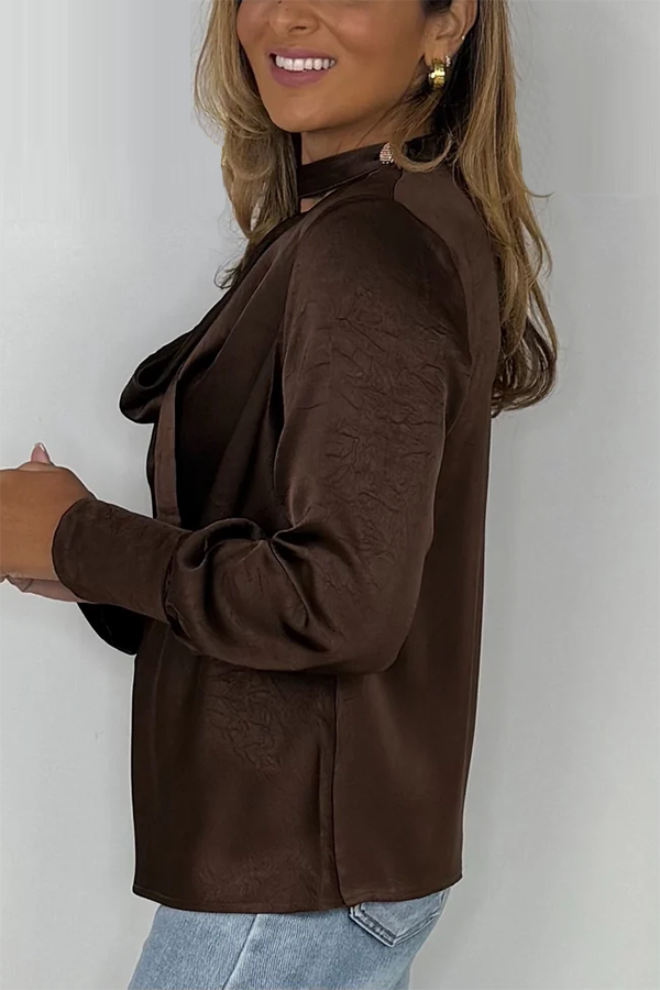 Choker Cowl Neck Silky Blouse