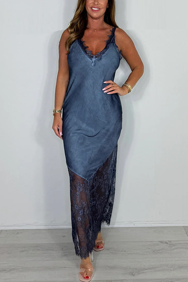 Lace Trim Slip Maxi Dress