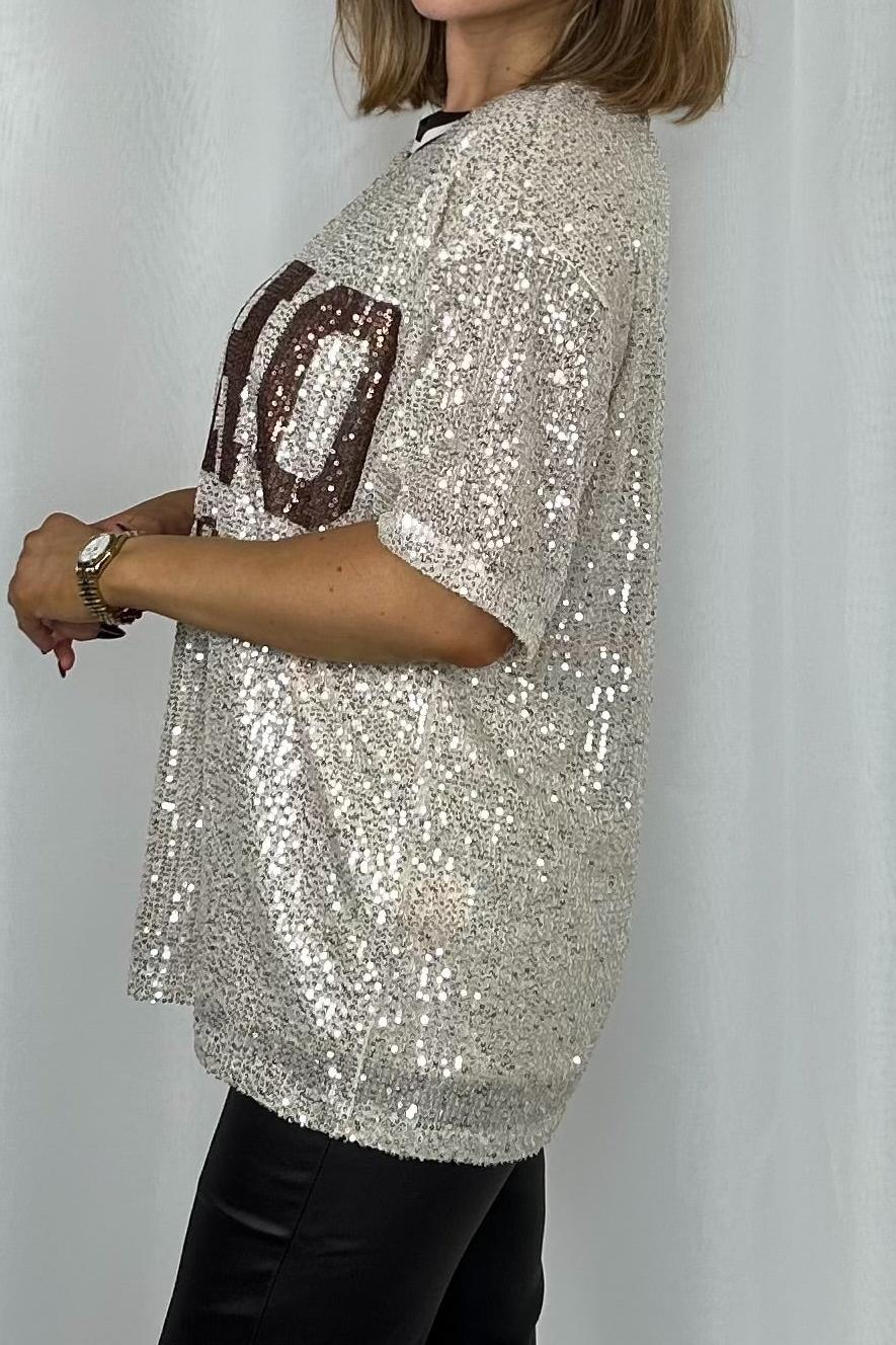 Champagne Soho Sequin Jersey Top