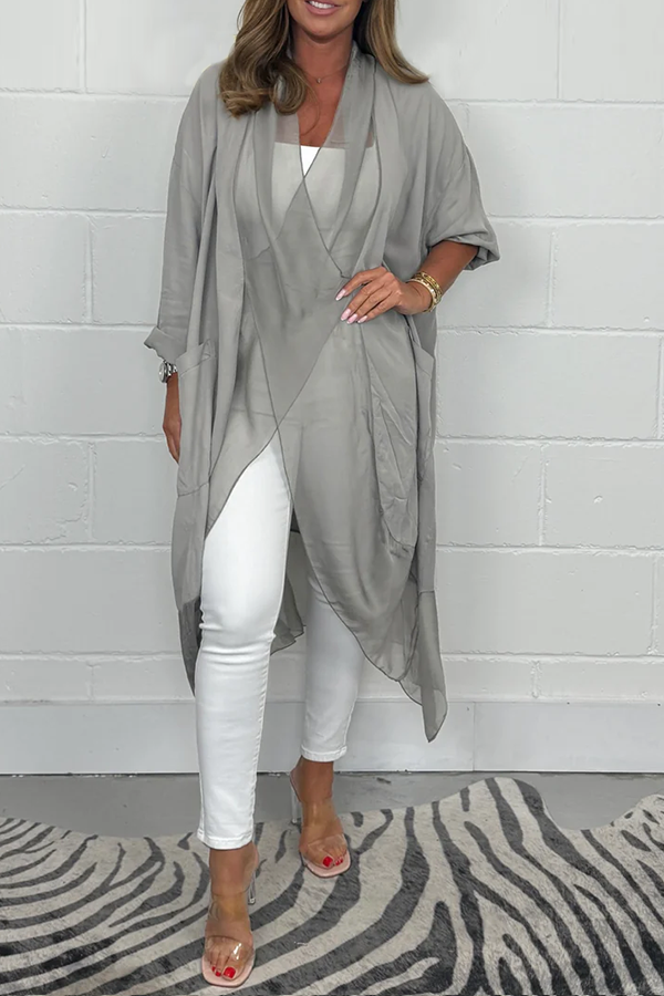 Crossover drape silk mix top