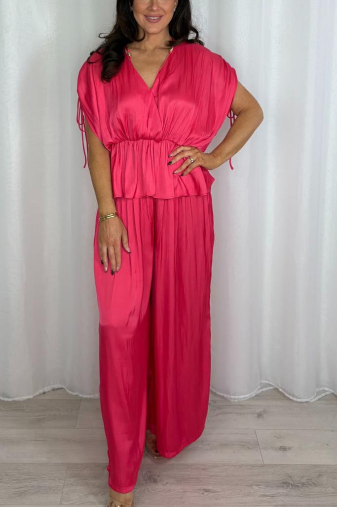 V-Neck Cinched Waist Top & Trouser Co-Ord