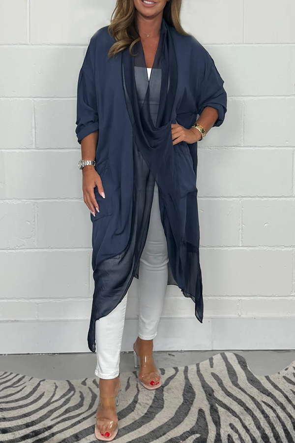 Crossover drape silk mix top