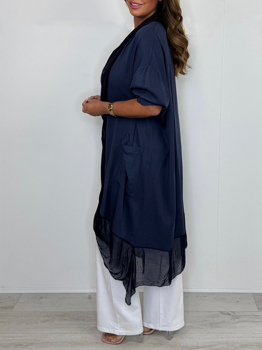 Silk Crossover Front Top With Pockets