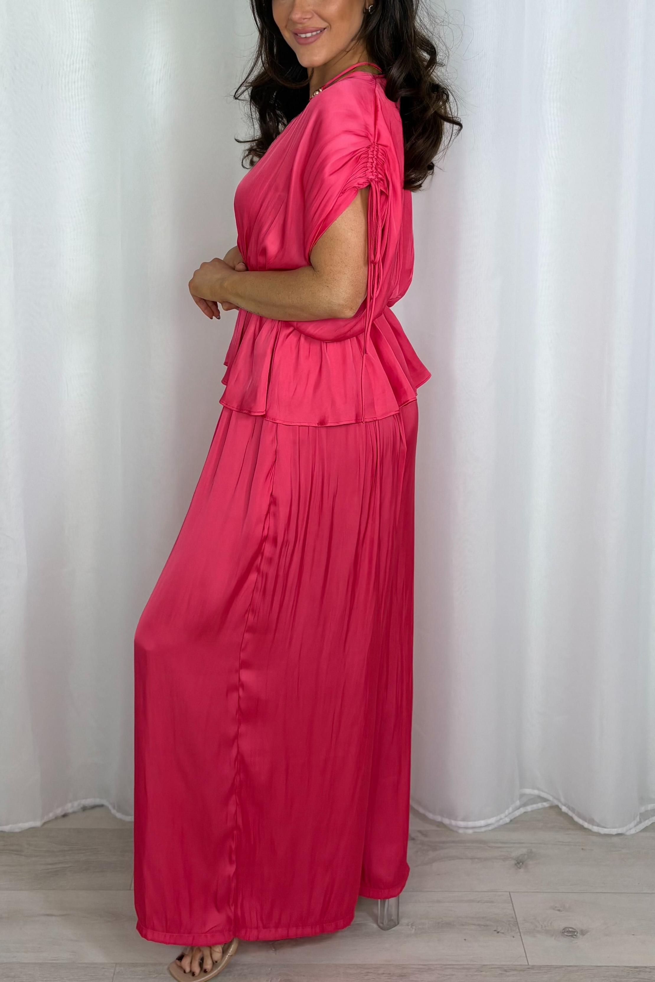 V-Neck Cinched Waist Top & Trouser Co-Ord