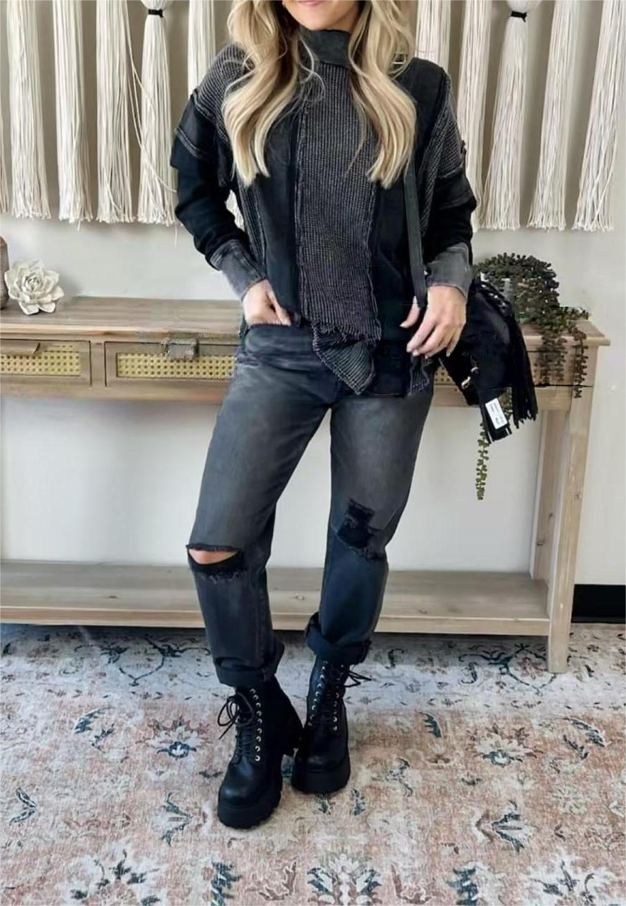 Mixed Long Sleeve Pullover