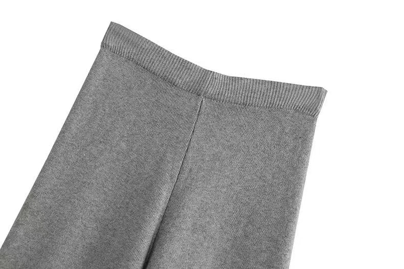 [Special offer]Gray Wide-leg Knitted Pants